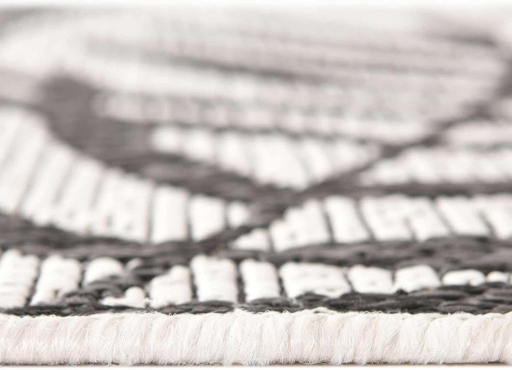 Unique Loom Outdoor Botanical Collection Area Rug - Palm (2' x 6' 1" Runner, Charcoal Ivory/ Gray)