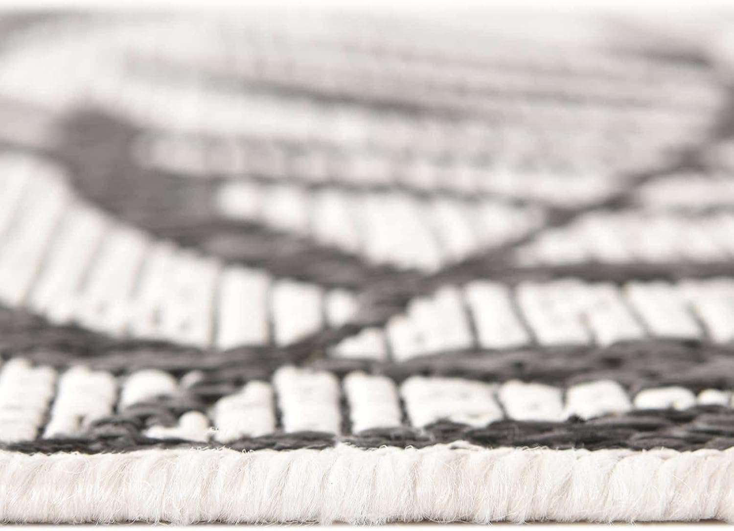 Unique Loom Outdoor Botanical Collection Area Rug - Palm (2' x 6' 1" Runner, Charcoal Ivory/ Gray)