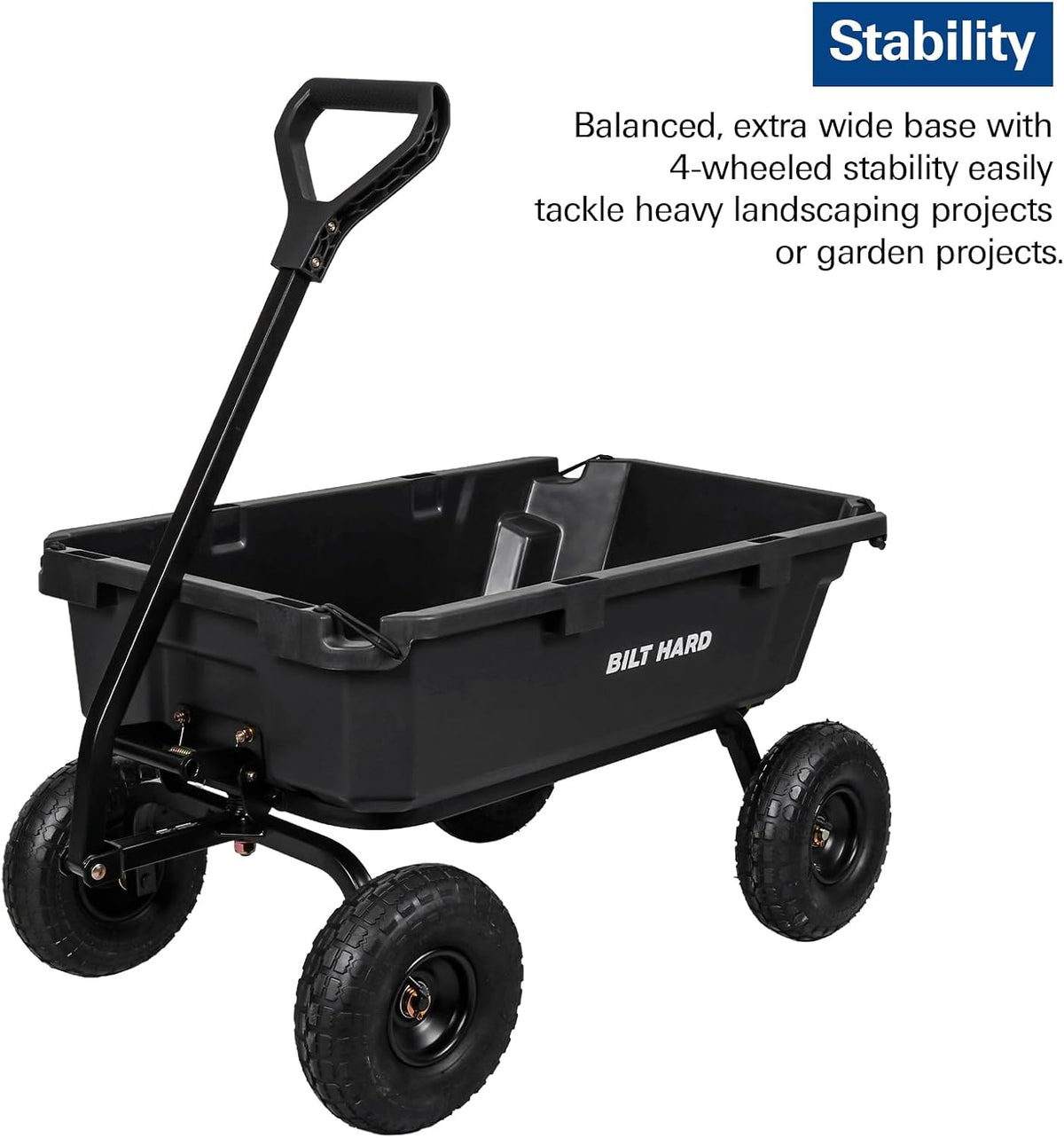 bilt hard 900 lbs poly garden dump cart, package contents
