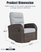Outdoor Swivel Recliner Chair, All-Weather Wicker Reclining Patio Chair with Adjustable Backrest and Footrest