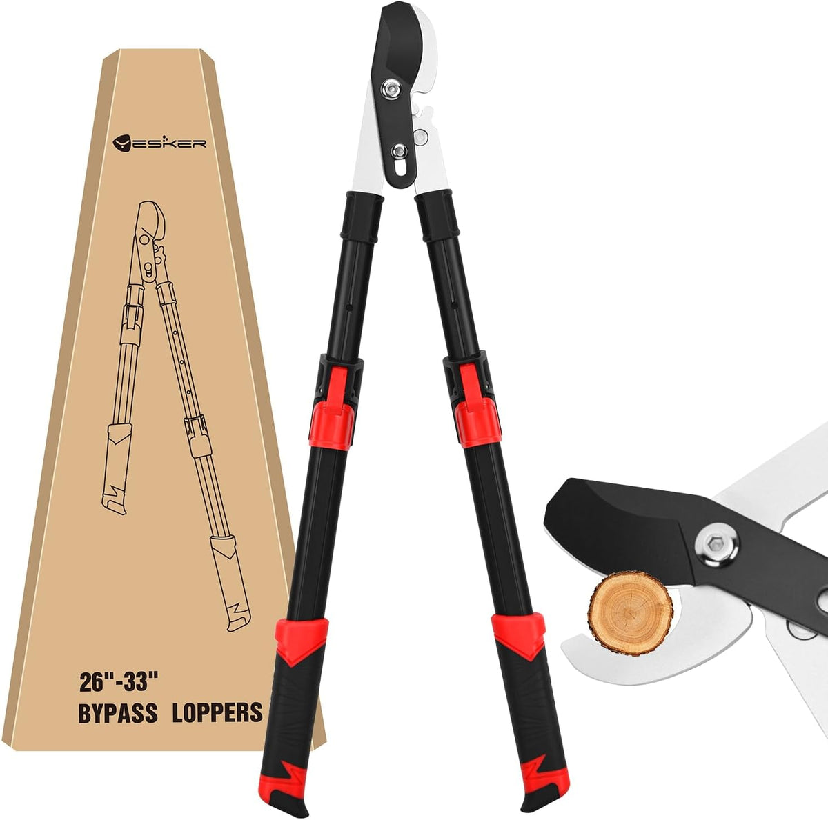 yesker 26-33 inch extendable bypass loppers for tree, main product view
