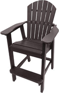 Tall Adirondack Chair - HDPE Outdoor Furniture - Poly Adirondack Bar Stool - Heavy, Stress Free Furniture for Balcony, Deck, Patio, Front Porch, Brown