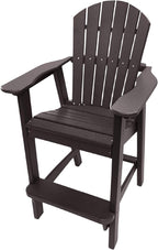 Tall Adirondack Chair - HDPE Outdoor Furniture - Poly Adirondack Bar Stool - Heavy, Stress Free Furniture for Balcony, Deck, Patio, Front Porch, Brown
