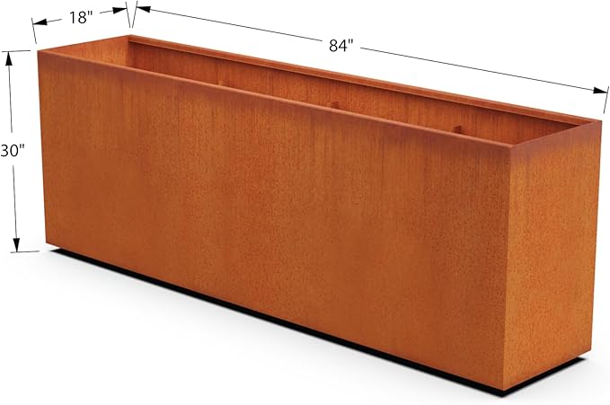 PLANTERCRAFT Corten Steel Planter Rectangle Outdoor Metal Garden Box Heavy Duty | Made in USA | Fully Assembled