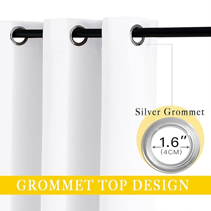 NICETOWN Sliding Door Curtain Window Treatment, Energy Smart Thermal Insulated Extra Wide Solid Blackout Curtains/Drapes for Patio Door (1 Panel, Pure White, W80 x L95)