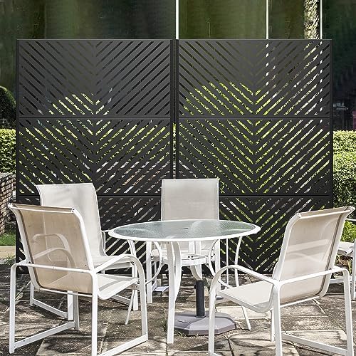 metal privacy screen outdoor 72" h×47" w,freestanding decorative, close-up detail