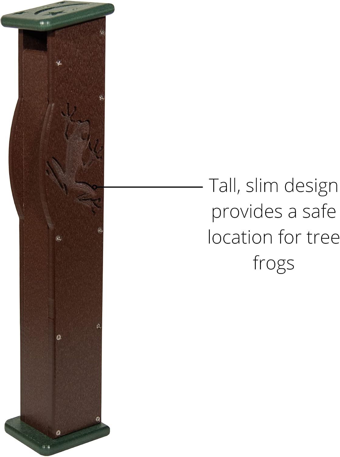 Deluxe Poly Lumber Tree Frog House - Attract Many Species of Tree Frogs - Made in The USA (Brown Body/Green Roof)
