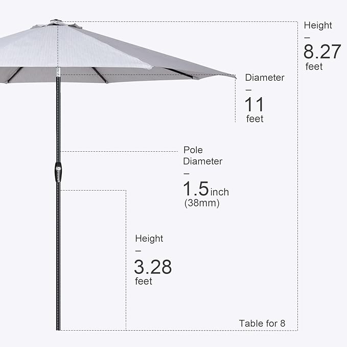 Tempera Patio Market Outdoor Table Umbrella with Auto Tilt and Crank, Large Sun Umbrella with Sturdy Pole & Fade Resistant Canopy, Easy to Set