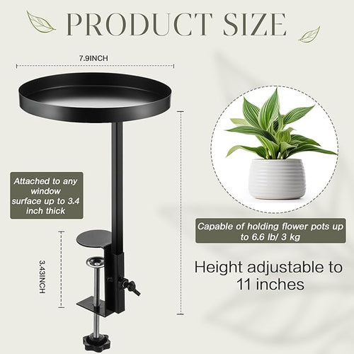 2 Pcs Window Sill Plant Shelf 7.9''D x 14.2''H Adjustable Window Shelf Windowsill Clamp Tray for Indoor Plants Metal Windowsill Extension Tray Planter Floating Shelves for Indoor Outdoor