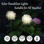GUOCHENG Dandelion Solar Garden Lights, 4 Pack Solar Metal Dandelion Light, Waterproof Firefly Lights Outdoor for Garden Patio Yard Pathway, Gifts for Women Mother's Day(4pack)