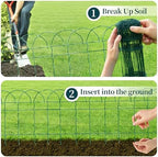 proworx green small garden fence border curve wire, close-up detail