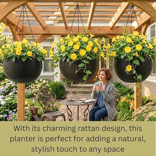 lalagreen hanging planters (11in, 3 pack) self-watering hanging on a desk or shelf