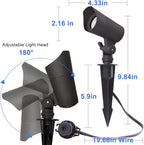 LED Landscape Lights with Connectors, 12V Low Voltage, Warm White 3000k, 4W, 175LM, Outdoor Waterproof Garden Pathway Lights Wall Tree Flag Spotlights with Spike Stand, 6 Pack