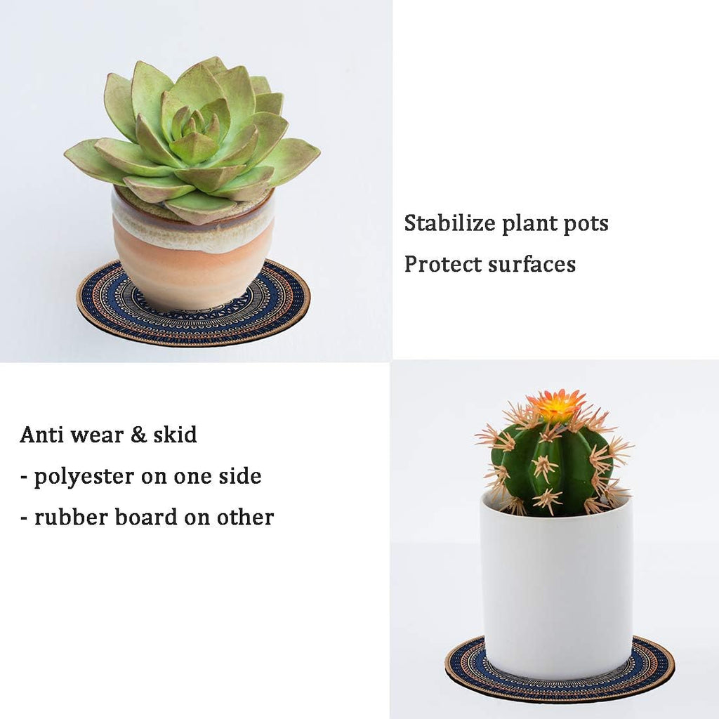 Boho Plant Pot Mat Absorbent Non Slip for Table Desk Floor 8.5" Set of 6