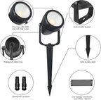 Low Voltage Safety Landscape Lights Outdoor: 7W 840LM LED Landscape Lighting with Connectors & Transformer for Tree Garden Yard Pathway | 24V Warm Yellow 3000K Spotlights | IP65 Waterproof | 24 Pack