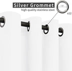 Easy-Going Linen Look Outdoor Curtains Waterproof Windproof Porch Curtains, Soft Thicken Outdoor Privacy Curtains for Patio, Gazebo, Grommet Top and Tab Bottom Drape, 1 Panel, 110x96 inch, White
