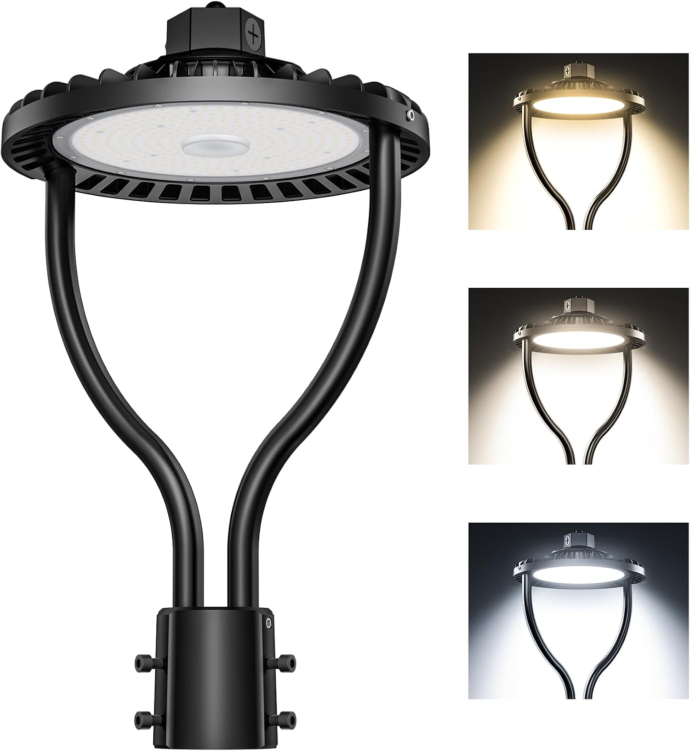 Commercial LED Post Top Light, 150W/120W/90W & 3000K/4000K/5000K Selectable, ETL Listed, 22500LM Post Circle Area Lights with Photocell, IP65 Waterproof for Yard Street, AC100-277V