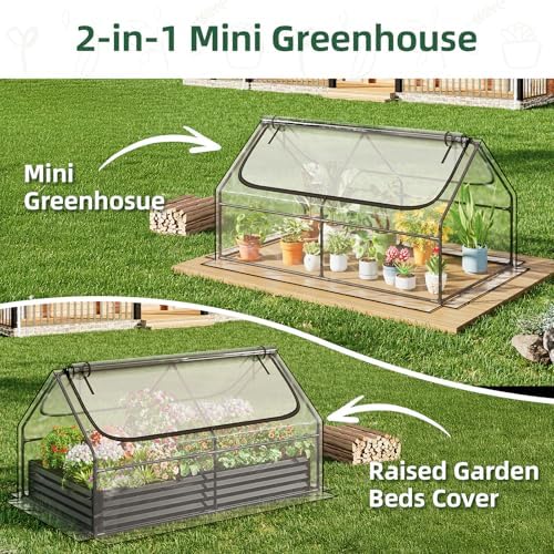 superlele 6x3x3ft mini greenhouse with 2 large zipper showing dimensions