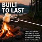Marshmallow Roasting Sticks | Set of 4 Extra Long Retractable Campfire Sticks | Protect Kids with Insulated Handles | Extendable Smore & Hot Dog Skewers | Heavy Duty Metal Camping Accessory