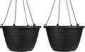 The HC Companies 13 Inch Wrapt Hanging Planters, Lightweight UV-Resistant Plastic Hanging Planters for Indoor & Outdoor Plants, 2-Pack Hanging Flower Pots for Garden, Patio & Home Decor, Black