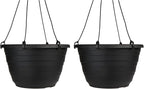 The HC Companies 13 Inch Wrapt Hanging Planters, Lightweight UV-Resistant Plastic Hanging Planters for Indoor & Outdoor Plants, 2-Pack Hanging Flower Pots for Garden, Patio & Home Decor, Black