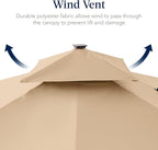 Best Choice Products 12x12ft LED Cantilever Patio Umbrella w/Base Included & 360° Rotation, Large Solar Offset Hanging Outdoor Sun Shade for Deck, Backyard Table w/Stand & Lights – Sand