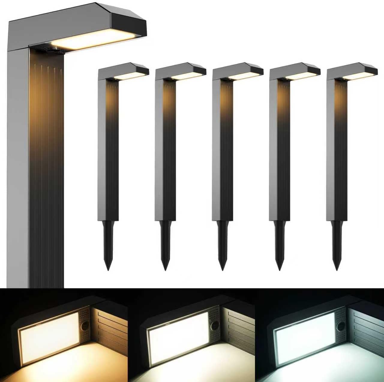 COXSENI Solar Pathway Lights Outdoor,3 Color Temperatures,20 LEDs,6 Pack | Clear Tempered Glass Solar Panel,IP65 Waterproof,Bright Led Landscape Lighting,Yard,Walkway,Driveway,Patio,Lawn,Auto On Off
