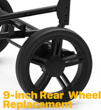 PAWZIDEA 9" Rear Wheel Replacement for 3-in-1 Large Dog Stroller with Detachable Carrier (Model: AP5100), Tool-Free & Maintenance-Free, Airless Heavy-Duty Spare Wheel (1 Piece)