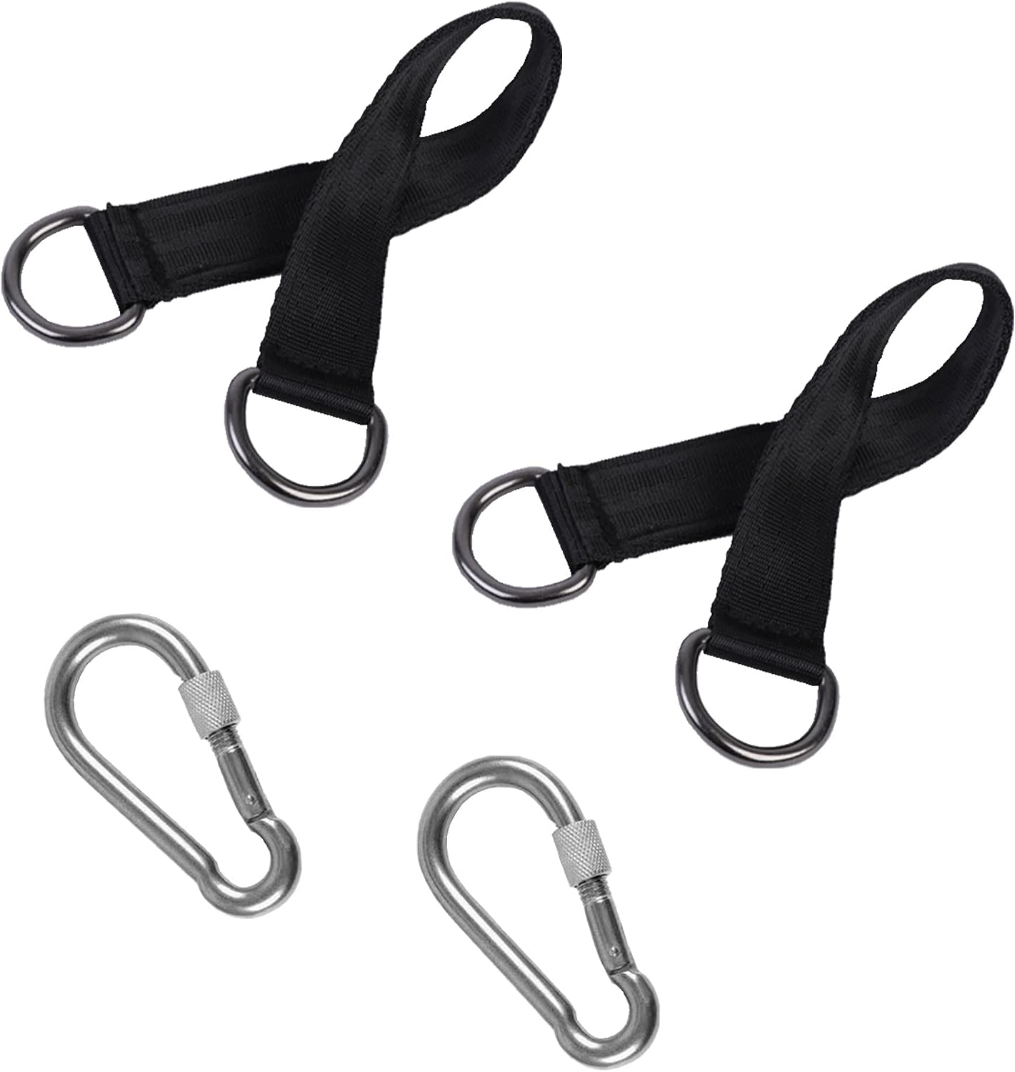 Tree Swing Strap Hanging Kit, 2 Pcs Short Straps, 9.84 inches | Hammock Straps, 2 Pcs Heavy Duty Hook Clasps, For Swing Hammocks Yoga Seat Sandbags, Gym Equipment Pulley System
