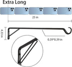 2 Pack Extra Long 25 Inch Heavy-Duty Rust-Resistant Solid Steel Plant Hangers and Bird Feeder Hangers for Indoor and Outdoor Decor, Wall Hooks