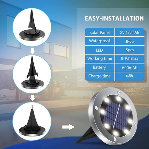 4.6inch Solar Lights Outdoor Waterproof,12Pack Solar Lights for Outside,Solar Garden Lights Landscape Lighting for Patio Pathway Lawn Yard Deck Driveway Walkway(White Light)