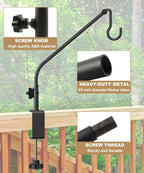 20 Inch Extended Reach Deck Hook Hanger for Railing, Heavy Duty Outdoor Plant Hook Holder for Hanging Bird Feeder Pole Deck Hanger Flower Basket Planter or Lanterns, Wind Chimes, 1 Pack