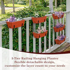 oyeal hanging flower pots for railing fence outdoor, close-up detail