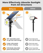 btfarm 2 Pack Solar Spot Lights Outdoor Waterproof IP65, 52 LED Landscape Lights 3 Lighting Modes, Spotlights Outdoor for Outside Yard Garden Tree (Warm White)