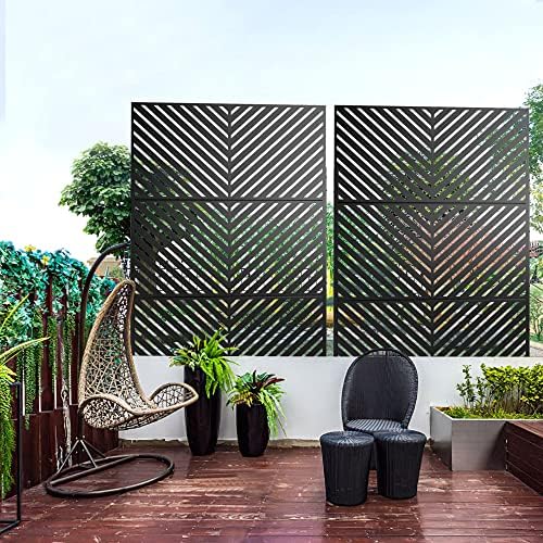 metal privacy screen outdoor 72" h×47" w,freestanding decorative, package contents