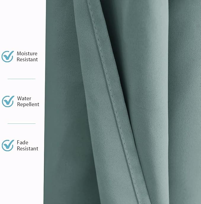 RYB HOME Outdoor Curtains for Patio, Waterproof Blackout UV Protection Outside Decor for Porch Swimming Pool Hut Garden Pavilion Pop Up Tent Pergola Balcony, W 52 x L 95, 1 Panel, Greyish Blue