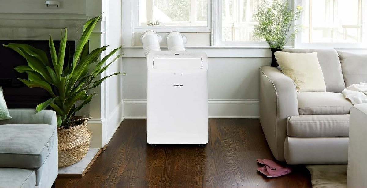 hisense 8,000 btu doe/sacc (10,000 ashrae) portable air, side view