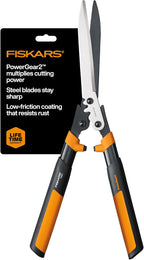 Fiskars 23" PowerGear2 Garden Hedge Shears, Hedge Clippers, 10" Blades | PowerGear2 Technology Multiplies Power for Less Effort, SoftGrip Handles and Shock-Absorbing Bumpers