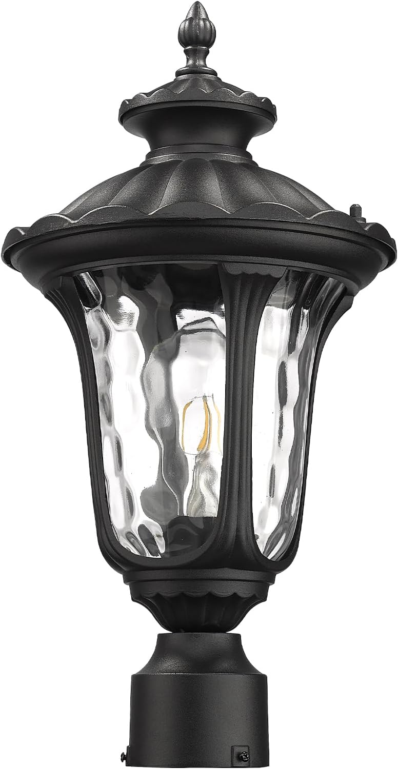 Outdoor Post Lights Fixtures, 18'' Medium Black Aluminum Waterproof and Anti-Rust Pole Lantern Lighting Fixture for Walkway, Patio, Porch