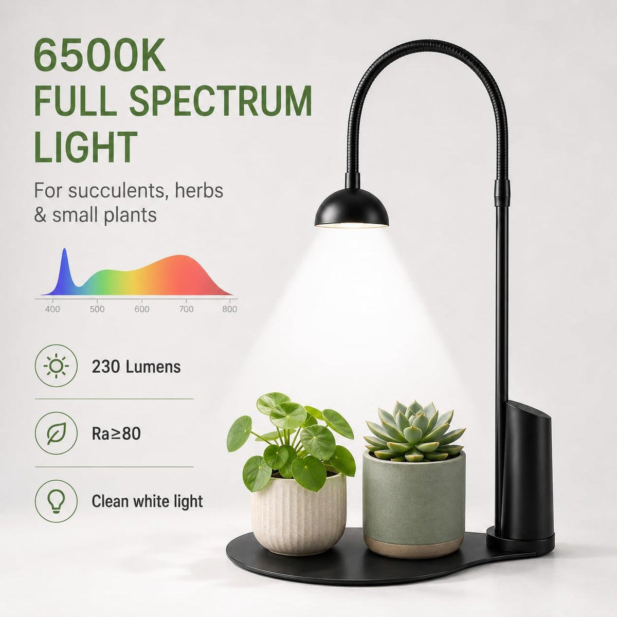 rechargeable grow light,cordless desk lamp for indoor small, side view