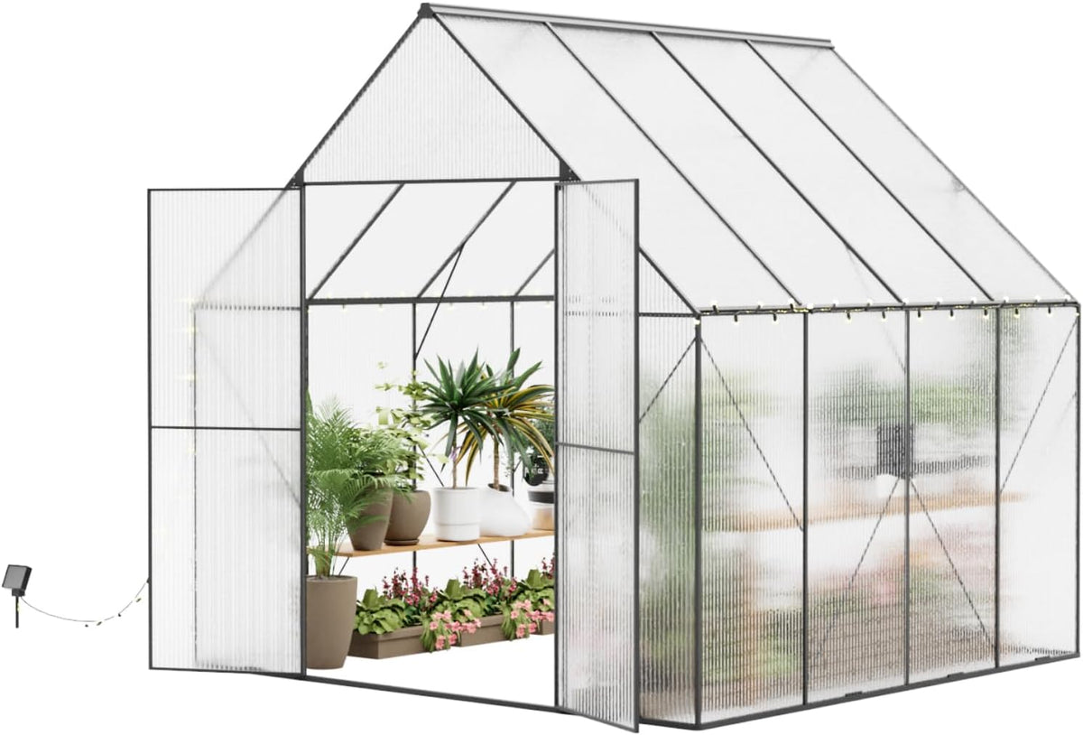 8x8 ft greenhouse for outdoors, heavy-duty polycarbonate greenhouse, main product view