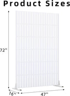 Casaphoria Metal Privacy Screen Outdoor, 72" H x 47" W Freestanding Decorative Privacy Screen for Patio Deck Balcony Garden with Stable Base, White-Fence