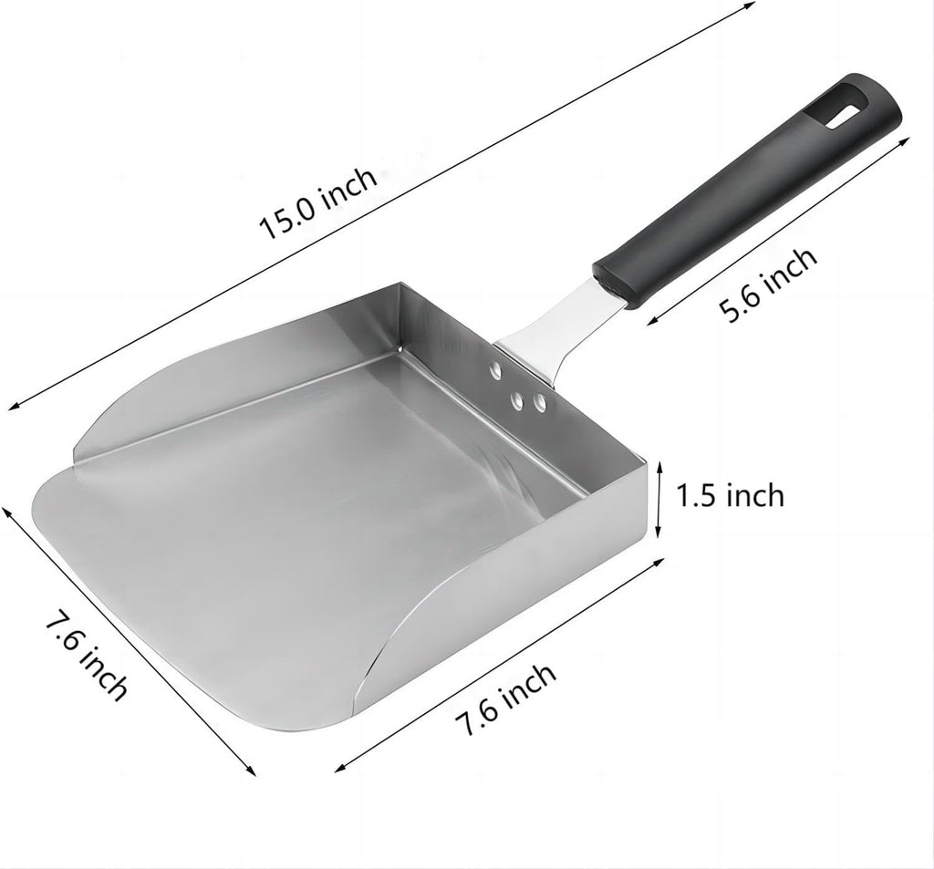 Large Griddle Scoop, for 4-5 people | 7.6in wide · Stainless steel · Heat-resistant handle · For Blackstone & flat top grill · Dishwasher safe