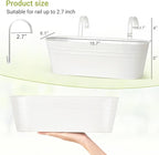 Dahey 5 Pcs Metal Iron Hanging Flower Pots for Railing Fence 15.7 Inch Hanging Bucket Pots Countryside Style Window Flower Plant Holder with Detachable Hooks for Garden Yard Home Decor, White