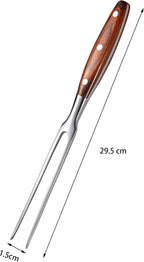 IMEEA 11.6 Inch Meat Carving Fork Stainless Steel Two Prong Fork with Wooden Handle BBQ Meat Fork for Turkey, Chicken, Beef, Roasting and Serving