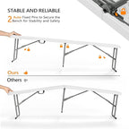 VINGLI 6 feet Plastic Folding Bench,Portable in/Outdoor Picnic Party Camping Dining Seat, Garden Soccer Multipurpose Entertaining Activities, Smooth HDPE Tabletop, 2 Pack, White