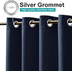 NICETOWN Waterproof Outdoor Curtain W66 x L95 inch, Stainless Grommet Sunlight Blocking Weatherproof Curtains for Farmhouse, UV Protection Curtain for Summer Cold insulation for Winter (Navy, 1 Panel)