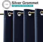 NICETOWN 2 Panels Exterior Blackout Outdoor Curtains for Patio Waterproof, Thermal Insulated Stainless Steel Grommet Durable Outside Vertical Blinds for Yard Party/Picnic, Navy Blue, W52 x L95