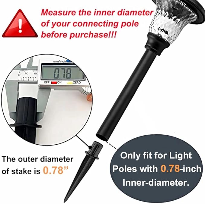 Metal Stakes Solar Lights Replacement Spike - Outdoor Ground Stake for Backyard Garden Lights Landscape Yard Pathway Patio Lamps Pole (Metal-8 Pack) - 0.78x5.36 inches