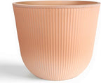 WORTH Garden Round Large Planter Pot 1-Pack, 17.5" Dia x 15.5" H - Durable Plastic Terracotta Plant Tree Pots with Vertical Stripe Textured Finish, Drainage Hole for Indoor Outdoor Front Porch Patio